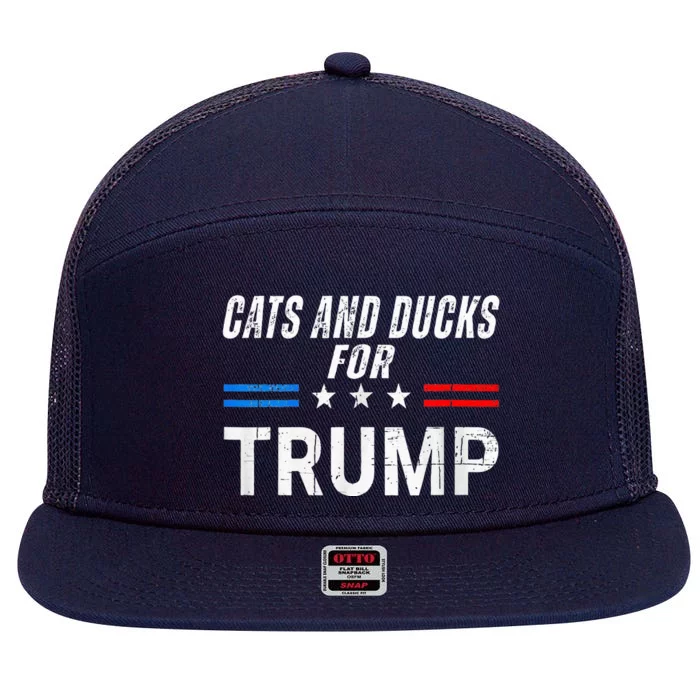 Cats And Ducks For Trump 2024 7 Panel Mesh Trucker Snapback Hat