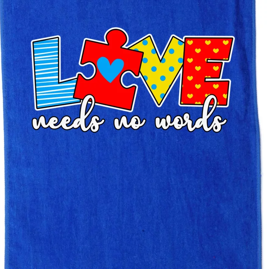 Cute Autism Design Love Needs No Words Great Gift Platinum Collection Golf Towel