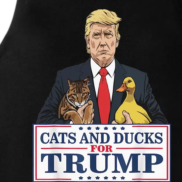 Cats And Ducks For Trump 2024 Kittens And Ducks For Trump Ladies Tri-Blend Wicking Tank