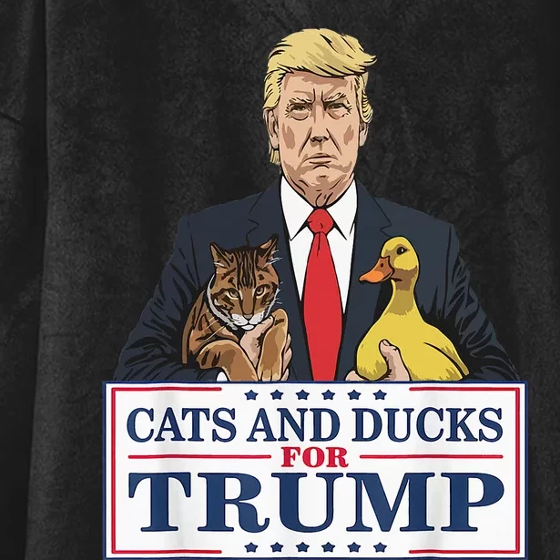 Cats And Ducks For Trump 2024 Kittens And Ducks For Trump Hooded Wearable Blanket