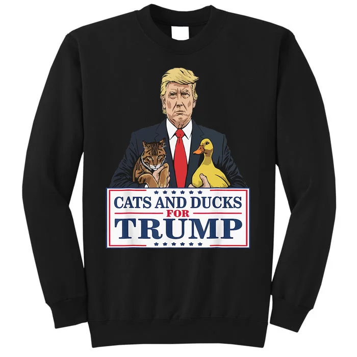 Cats And Ducks For Trump 2024 Kittens And Ducks For Trump Tall Sweatshirt