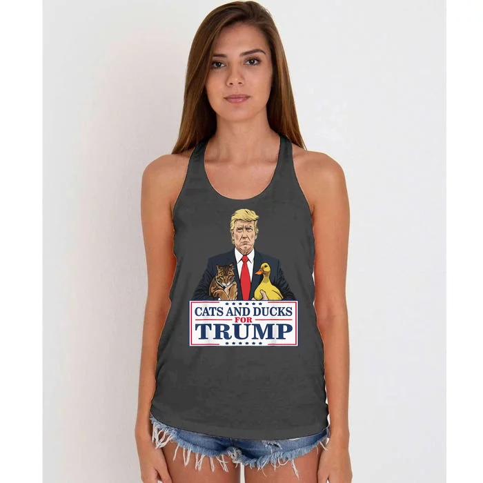 Cats And Ducks For Trump 2024 Kittens And Ducks For Trump Women's Knotted Racerback Tank