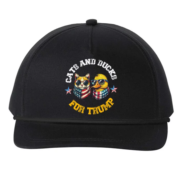 Cats And Ducks For Trump President 2024 Trump Vance 2024 Snapback Five-Panel Rope Hat