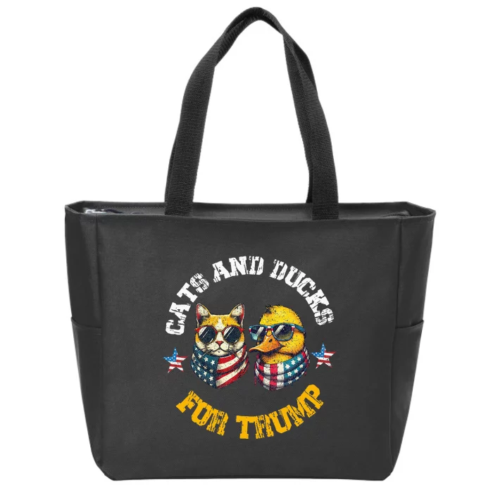 Cats And Ducks For Trump President 2024 Trump Vance 2024 Zip Tote Bag