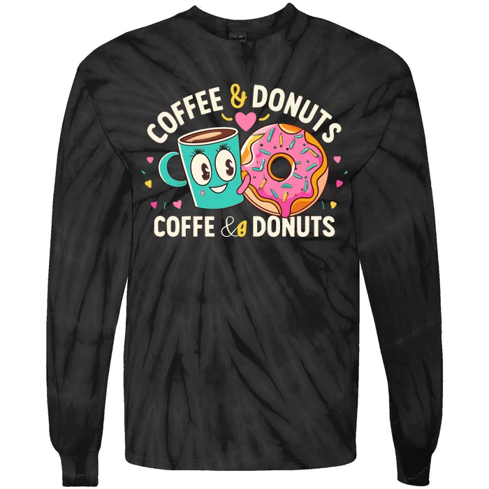 Coffee And Donuts Tie-Dye Long Sleeve Shirt