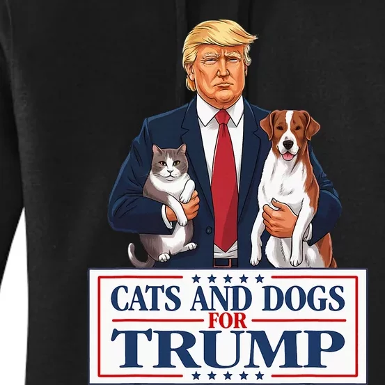 Cats And Dogs For Trump 2024 Pets Women's Pullover Hoodie