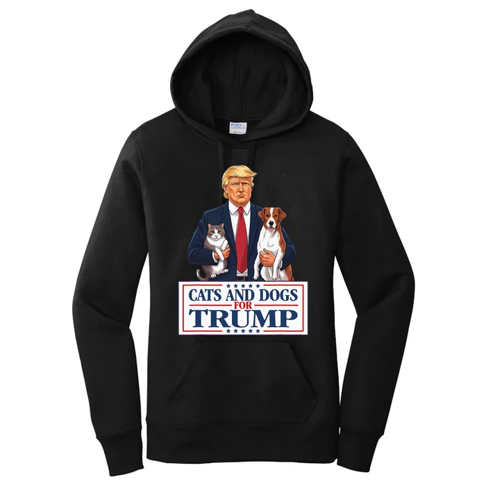 Cats And Dogs For Trump 2024 Pets Women's Pullover Hoodie