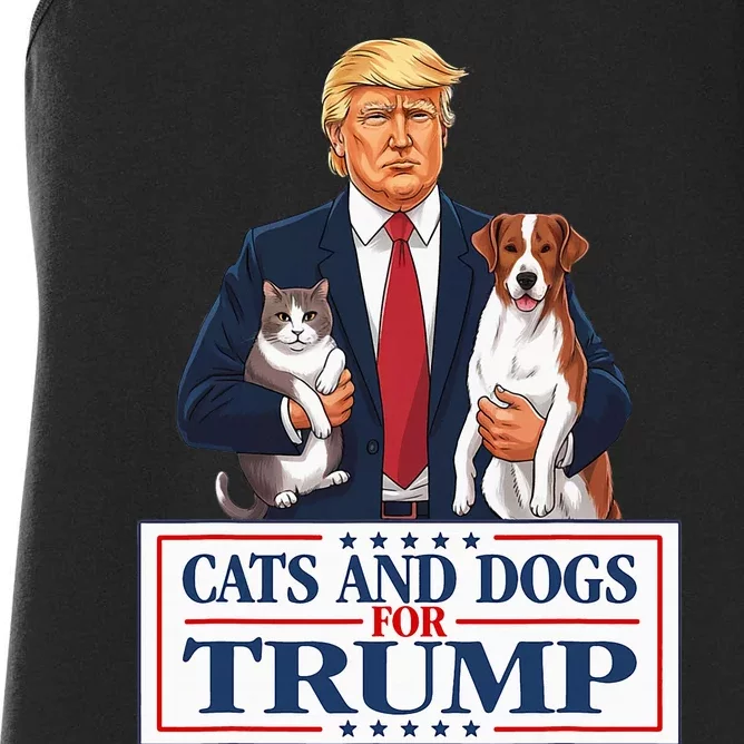 Cats And Dogs For Trump 2024 Pets Women's Racerback Tank