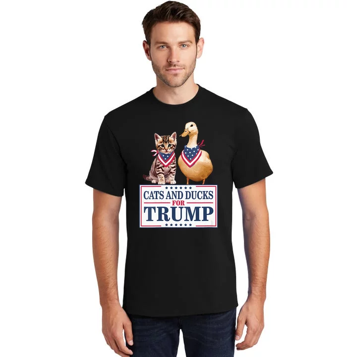 Cats And Ducks For Trump 2024 Kittens And Ducks For Trump Tall T-Shirt