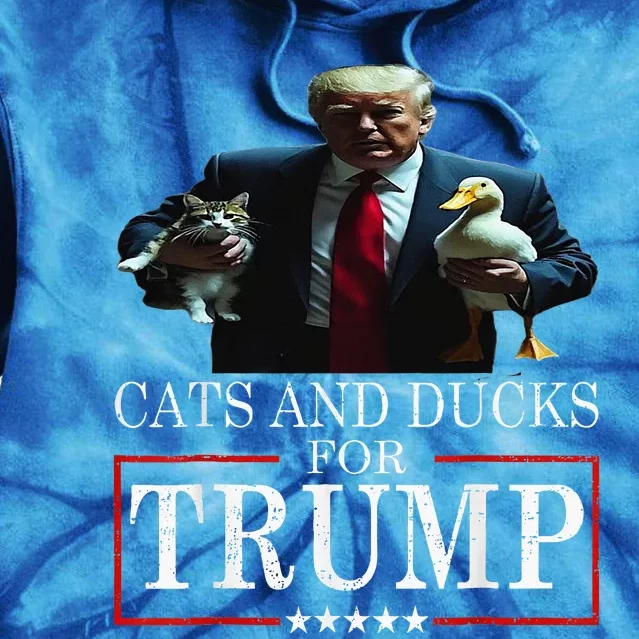 Cats And Ducks For Trump 2024 Kittens And Ducks Tie Dye Hoodie