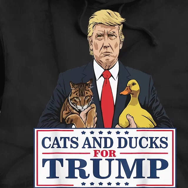 Cats And Ducks For Trump 2024 Kittens And Ducks Tie Dye Hoodie