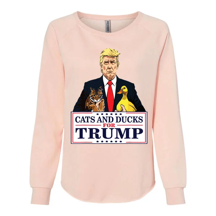 Cats And Ducks For Trump 2024 Kittens And Ducks For Trump Womens California Wash Sweatshirt