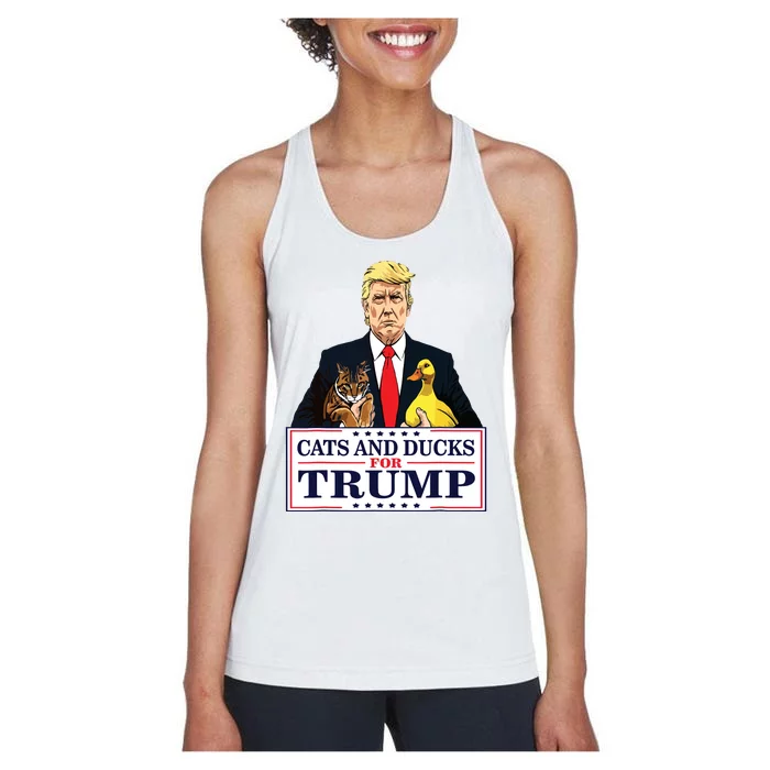 Cats And Ducks For Trump 2024 Kittens And Ducks For Trump Women's Racerback Tank