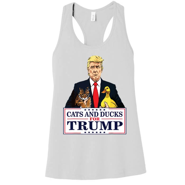 Cats And Ducks For Trump 2024 Kittens And Ducks For Trump Women's Racerback Tank