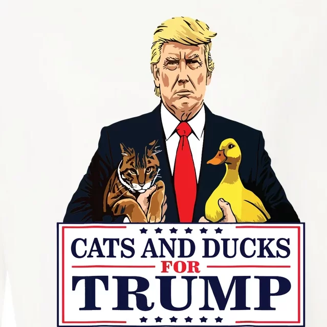 Cats And Ducks For Trump 2024 Kittens And Ducks For Trump Cropped Pullover Crew