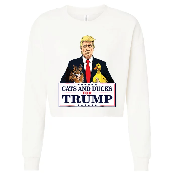 Cats And Ducks For Trump 2024 Kittens And Ducks For Trump Cropped Pullover Crew