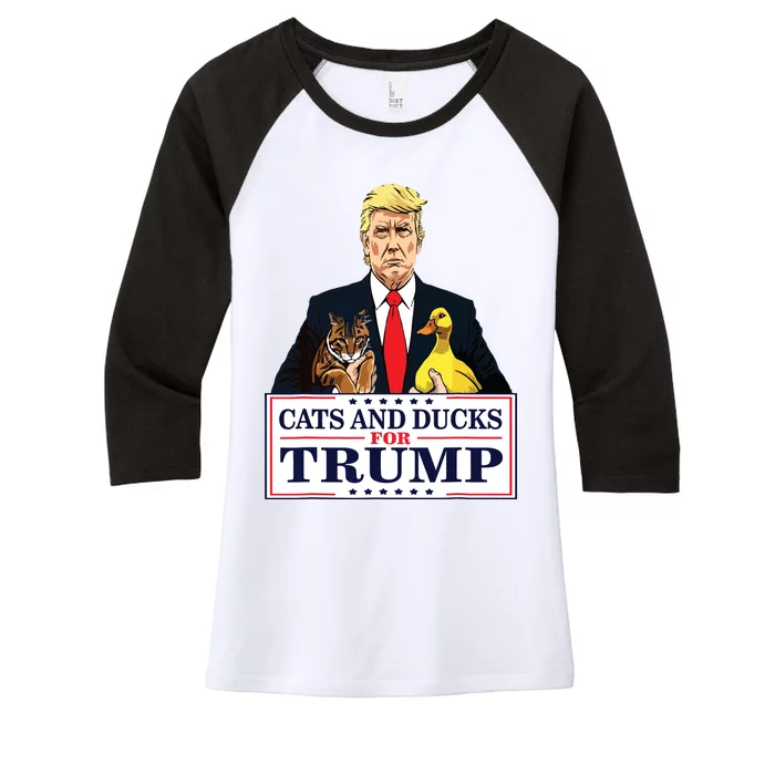 Cats And Ducks For Trump 2024 Kittens And Ducks For Trump Women's Tri-Blend 3/4-Sleeve Raglan Shirt