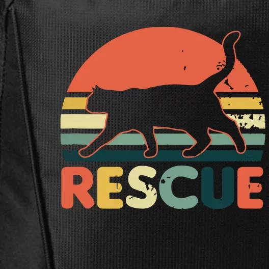 Cat Adoption Design Vintage Retro Sunset Rescue Gift City Backpack