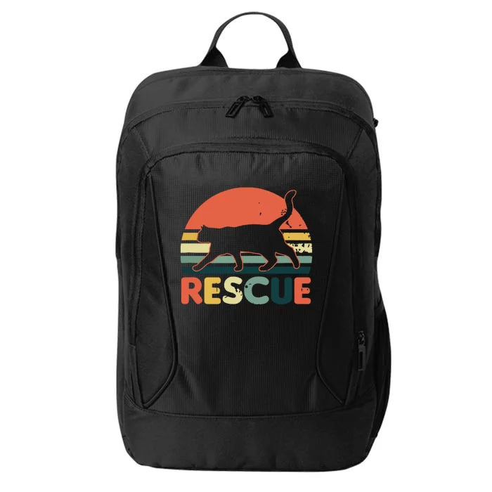 Cat Adoption Design Vintage Retro Sunset Rescue Gift City Backpack