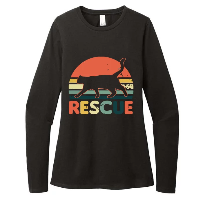 Cat Adoption Design Vintage Retro Sunset Rescue Gift Womens CVC Long Sleeve Shirt