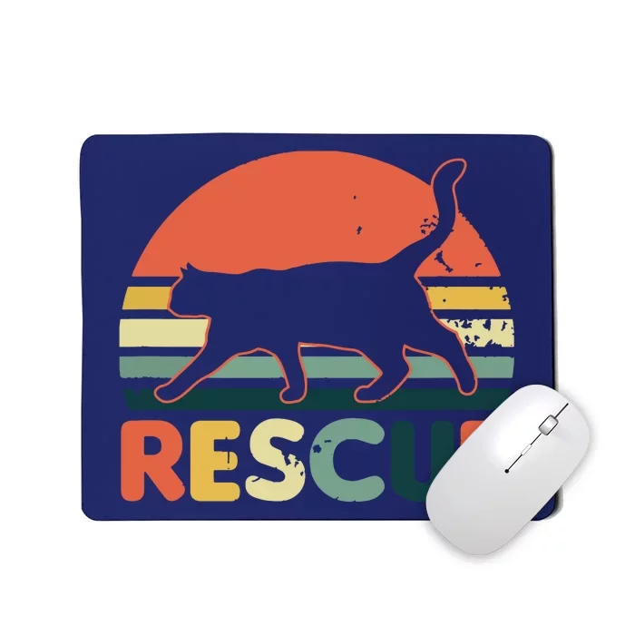 Cat Adoption Design Vintage Retro Sunset Rescue Gift Mousepad