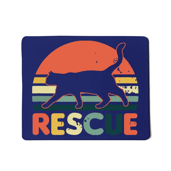 Cat Adoption Design Vintage Retro Sunset Rescue Gift Mousepad