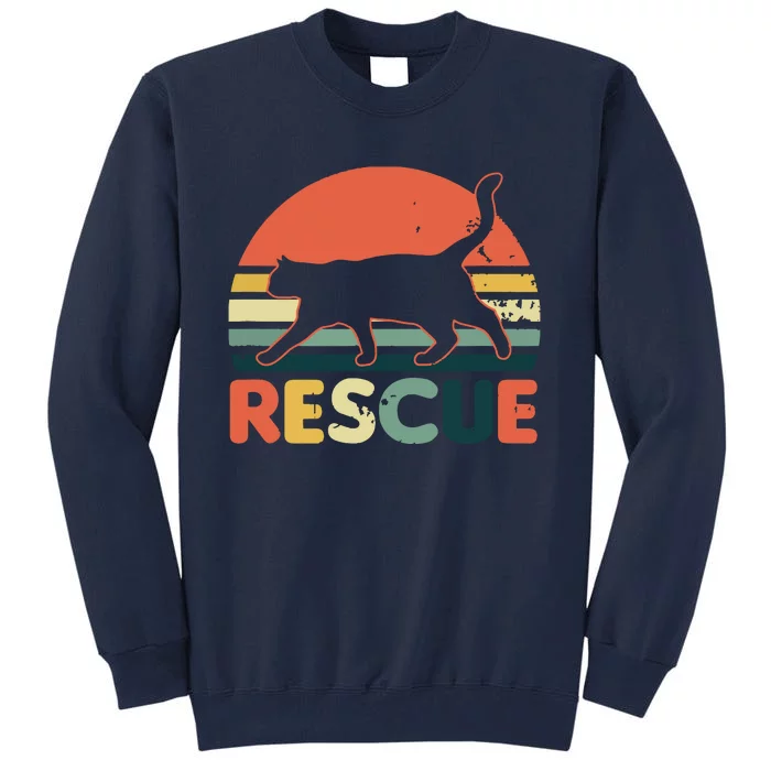 Cat Adoption Design Vintage Retro Sunset Rescue Gift Tall Sweatshirt