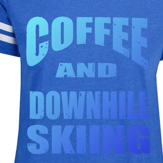 Coffee And Downhill Skiing / Downhill Skiers Design Funny Gift Enza Ladies Jersey Football T-Shirt