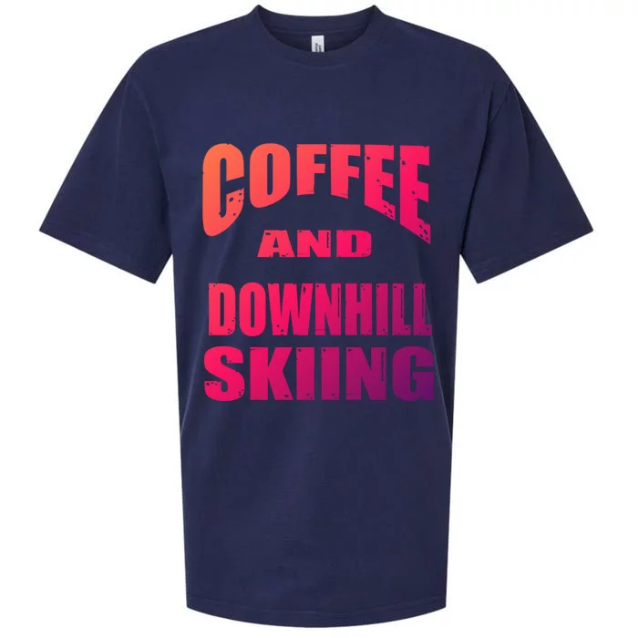 Coffee And Downhill Skiing / Downhill Skiers Design Funny Gift Sueded Cloud Jersey T-Shirt