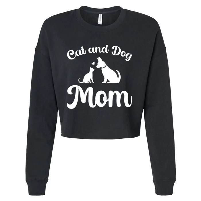 Cats And Dogs Mom Mother's Day Puppy Pets Animals Lover Cropped Pullover Crew