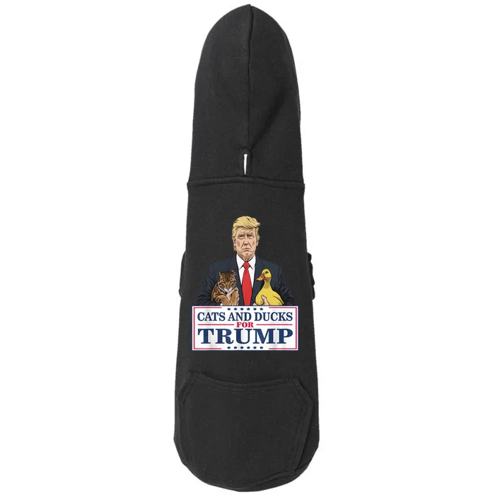 Cats And Ducks For Trump 2024 Kittens And Ducks For Trump Doggie 3-End Fleece Hoodie