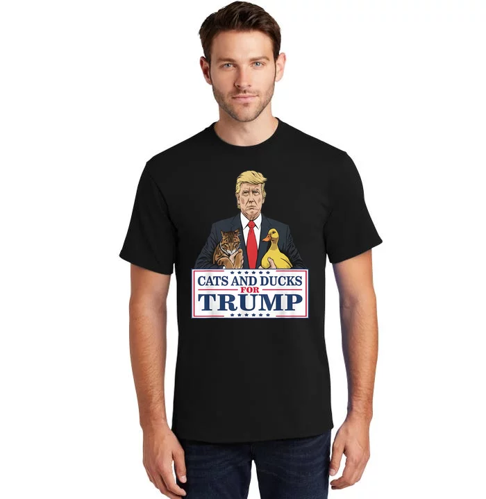 Cats And Ducks For Trump 2024 Kittens And Ducks For Trump Tall T-Shirt