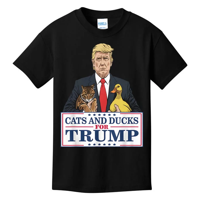 Cats And Ducks For Trump 2024 Kittens And Ducks For Trump Kids T-Shirt