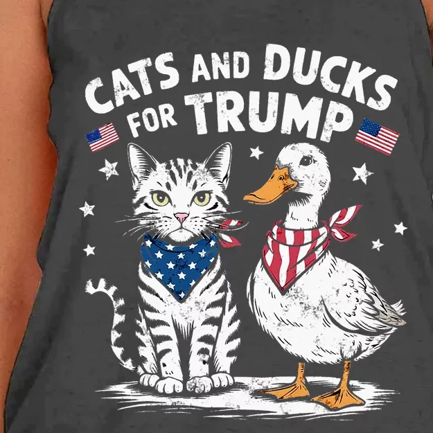 Cats And Ducks For Trump Kittens And Ducks For Trump Women's Knotted Racerback Tank