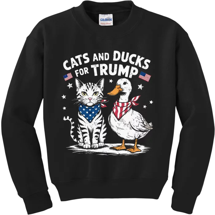 Cats And Ducks For Trump Kittens And Ducks For Trump Kids Sweatshirt