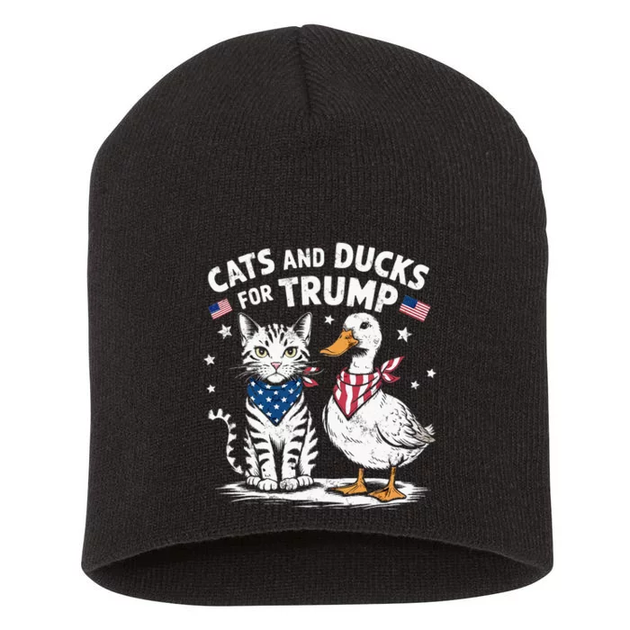 Cats And Ducks For Trump Kittens And Ducks For Trump Short Acrylic Beanie