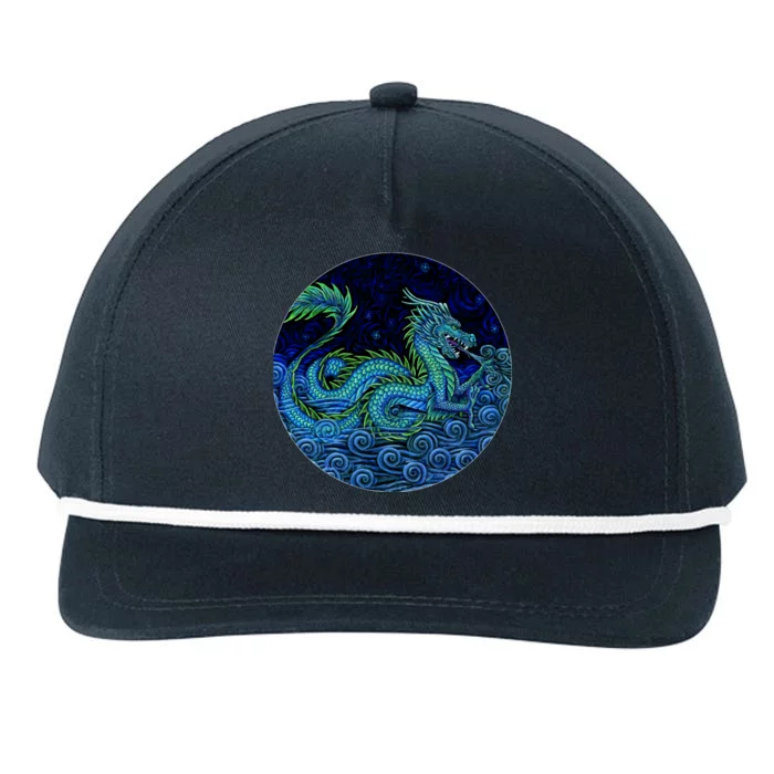 Chinese Azure Dragon Snapback Five-Panel Rope Hat