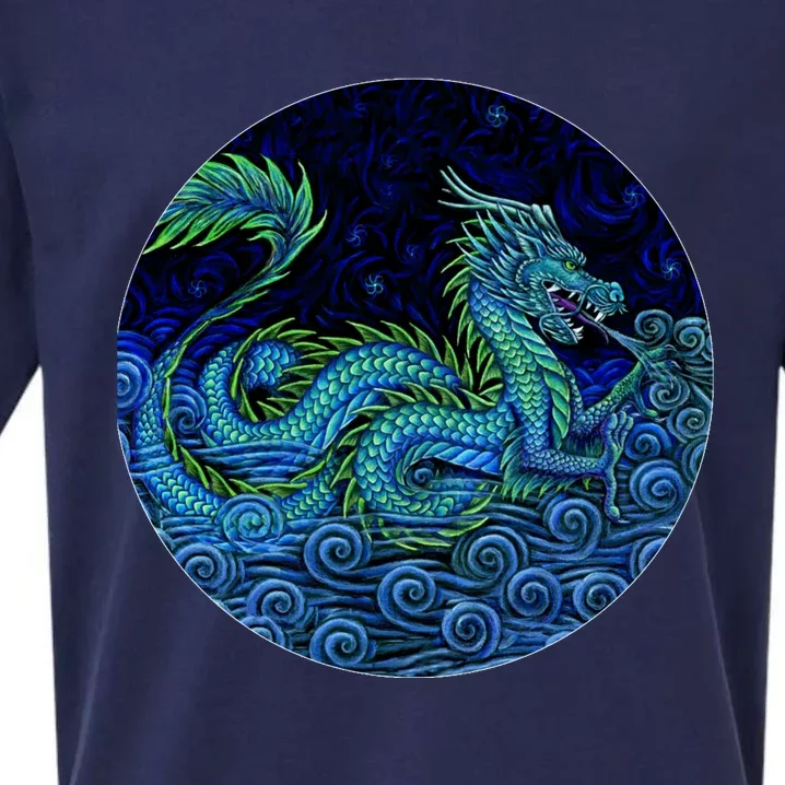 Chinese Azure Dragon Sueded Cloud Jersey T-Shirt