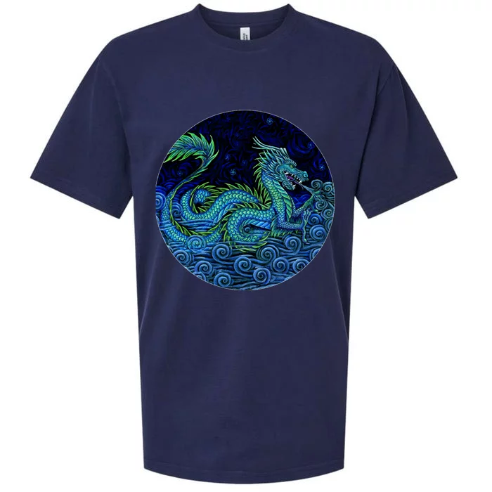 Chinese Azure Dragon Sueded Cloud Jersey T-Shirt