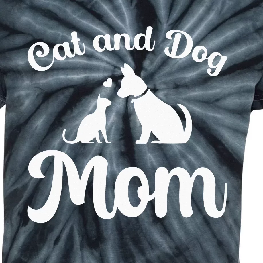 Cat and Dog Mom Kitten and Puppy Mama Kids Tie-Dye T-Shirt