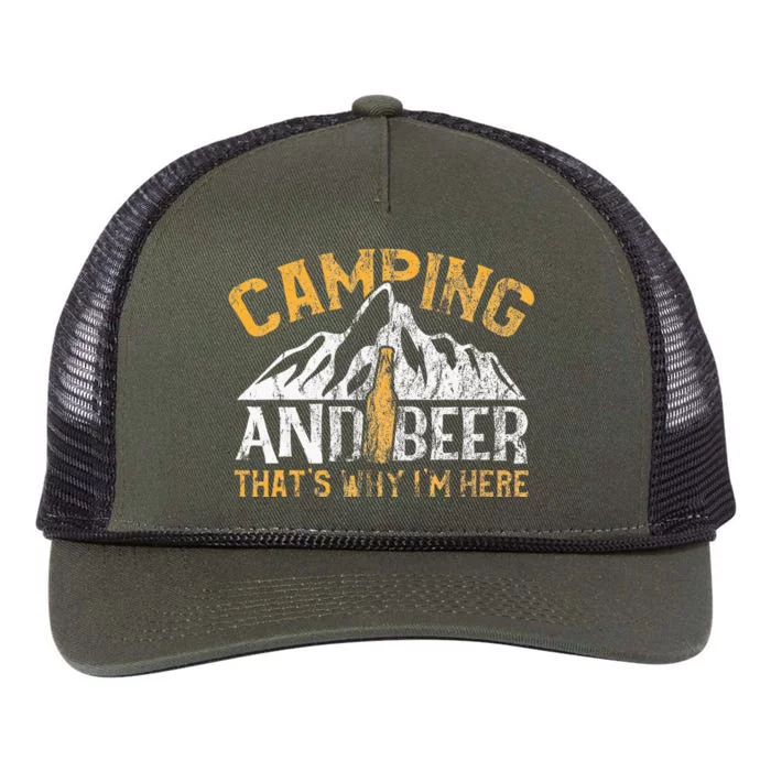 Camping And Drinking Camping And Beer Why Im Here Retro Rope Trucker Hat Cap