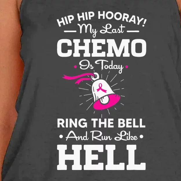 Cancer Awareness Day Last Chemo Today Ring The Bell Women's Knotted Racerback Tank