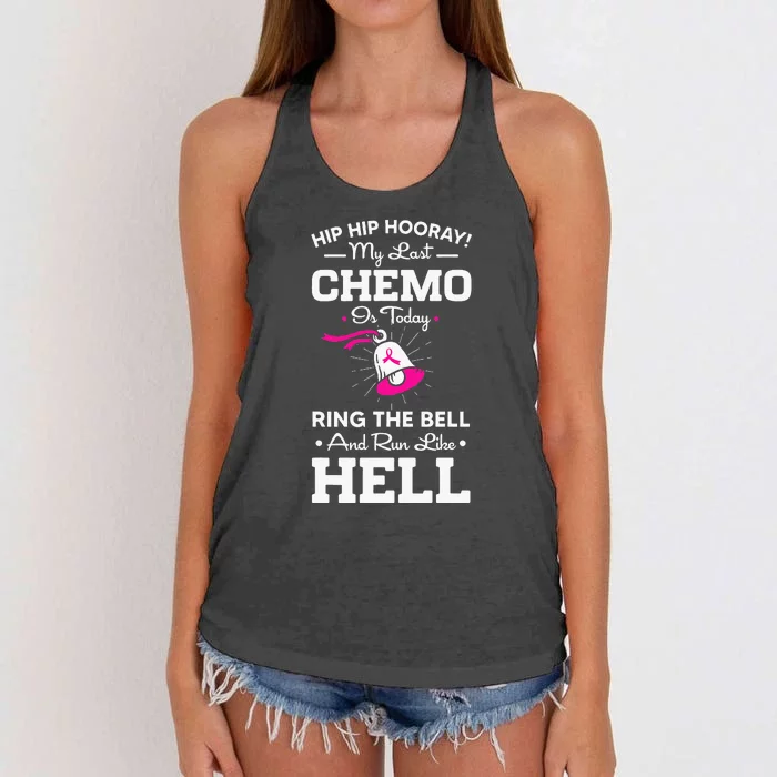 Cancer Awareness Day Last Chemo Today Ring The Bell Women's Knotted Racerback Tank