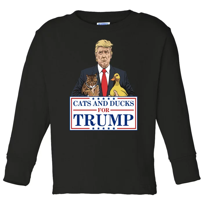 Cats And Ducks For Trump Toddler Long Sleeve Shirt