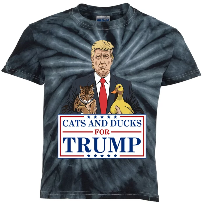 Cats And Ducks For Trump Kids Tie-Dye T-Shirt