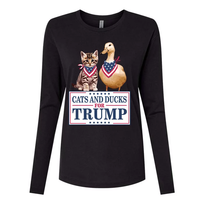 Cats And Ducks For Trump Womens Cotton Relaxed Long Sleeve T-Shirt