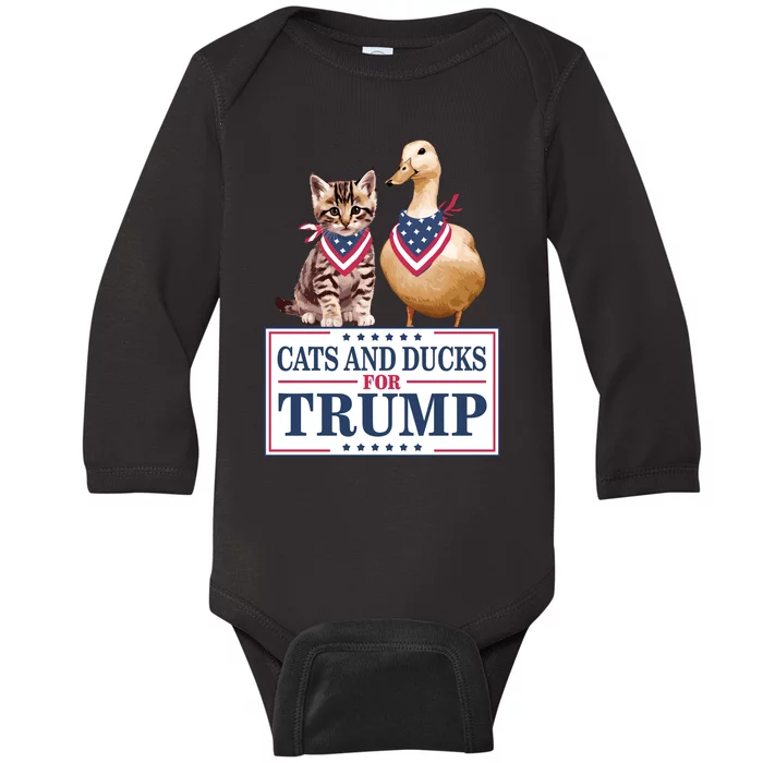 Cats And Ducks For Trump Baby Long Sleeve Bodysuit