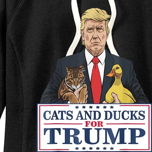 Cats And Ducks For Trump 2024 Kittens And Ducks For Trump Women's Fleece Hoodie