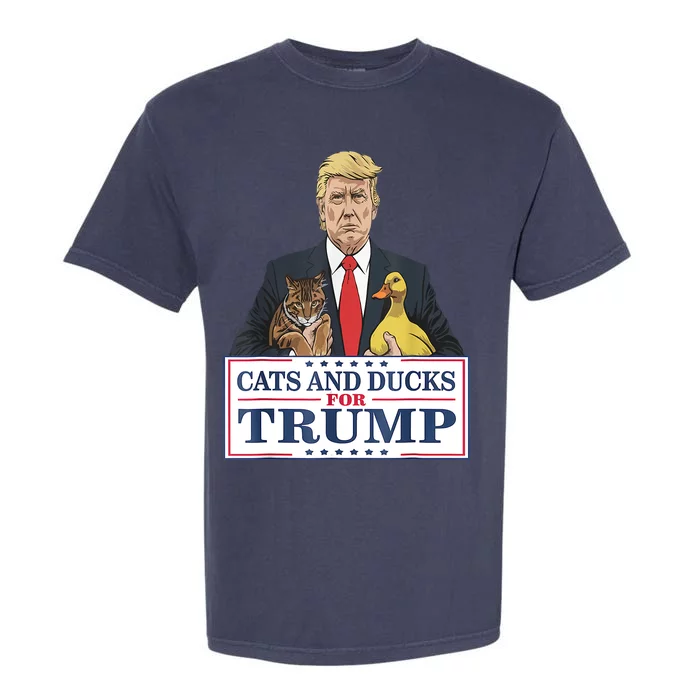 Cats And Ducks For Trump 2024 Kittens And Ducks For Trump Garment-Dyed Heavyweight T-Shirt