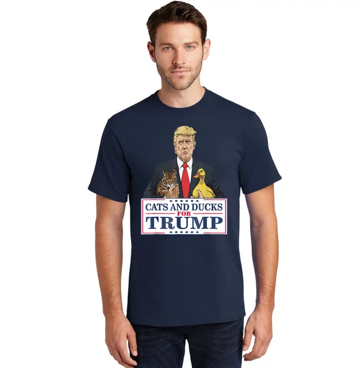 Cats And Ducks For Trump 2024 Kittens And Ducks For Trump Tall T-Shirt